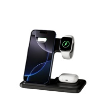 Station de charge sans fil magnétique à charge rapide 15W, chargeurs Type-C 3 en 1, station d'accueil pour iPhone, pour montre connectée, pour AirPods