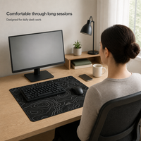 Tapis de souris pour configuration de bureau minimaliste, motif topographique, 180x220mm, surface en maille tissée, bords cousus, base en caoutchouc antidérapante