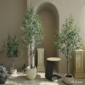 Vente en gros d'arbres artificiels en plastique pour la décoration de bureaux, magasins, maisons, oliviers artificiels d'intérieur - Product Image 2