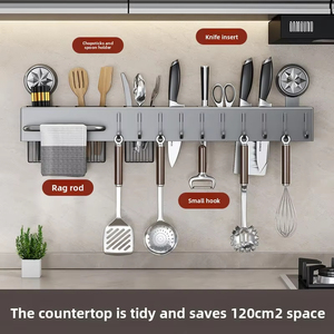 Estante de Almacenamiento de <span class=keywords><strong>Metal</strong></span> para Equipo de Cocina, Soporte Magnético para Cuchillos, Organizador de Accesorios de Cocina para Pared - Product Image 1