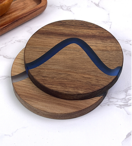 Acacia Wood <b>Resin</b> Hexagon Eco-Friendly Coaster Creative River Epoxy Wooden Cup Mat Heat Insulation Pad Coffee Tea Cup <b>Table</b> - Product Image 6