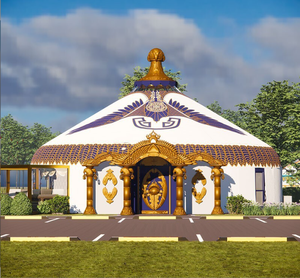 Yurt en bambou d'hiver de luxe moderne, type Ger/Tente, traditionnelle mongole, avec salle de bain, <span class=keywords><strong>camping</strong></span> de luxe en plein air, PVC et toile - Product Image 3