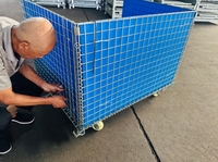 Palette en treillis métallique robuste en acier galvanisé, capacité de 500 à 2000 kg, conteneur en treillis métallique portable et pliable pour entrepôt, empilable