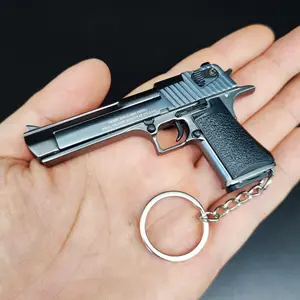 พวงกุญแจปืนขนาดเล็กทำจากโลหะ3D กล็อคปืนนกอินทรีทะเลทรายพวงกุญแจปืนของเล่นโซ่คล้องปืนพกพวงกุญแจพวงกุญแจโซ่โลหะ