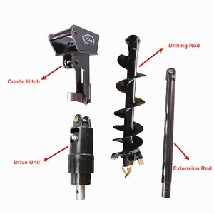 Tarière hydraulique pour mini-excavatrice, accessoire de forage de puits, perceuse à trous de poteaux, tarière terrestre pour excavatrice - Product Image 1