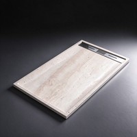Receveur de douche en quartz à texture pierre naturelle, base de douche monobloc sans joint pour séparation sec/humide dans la salle de bain