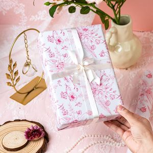 Yarcony Pink Floral Gift Wrap 17 In X 16.5 Ft Art <b>Paper</b> Vintage Toile Design For Birthday Wedding Mother's Day - Product Image 2