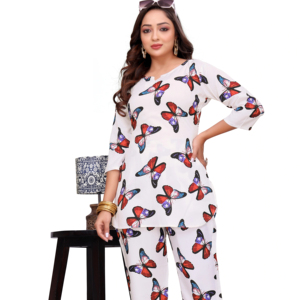 ชุดเซ็ตเสื้อคอกลมสีขาวพิมพ์ลายสำหรับผู้หญิง รวมถึงไซส์พลัสถึง 6xl ผ้าไมโคร คิรัน เน็กซัส - Product Image 1