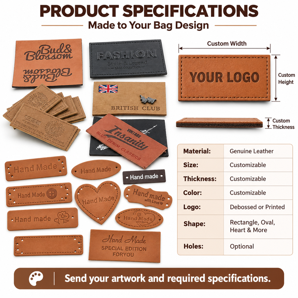 Custom Logo Genuine Cowhide Leather Cut Pieces Embossed Heat Transfer ...