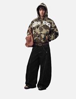 Sweat à capuche unisexe surdimensionné avec fermeture éclair, motif camouflage écologique, 60% coton 40% polyester, streetwear