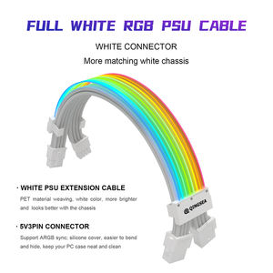 <span class=keywords><strong>RGB</strong></span> PSU Full White ARGB Cable Kit 2*8(6 + 2) Pin <span class=keywords><strong>Strimer</strong></span> Extension pour GPU Power Supply 5V 3Pin Synchronized for Computer - Product Image 4