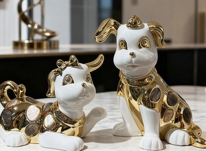 Figura decorativa de cachorro de dibujos animados para la entrada, sala de estar, estantería, mueble de TV, artículo decorativo de mesa, pequeño accesorio, decoración de alta gama - Product Image 4