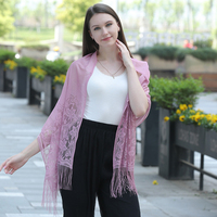 Usine en gros US en ligne vente chaude nouveaux produits femmes dentelle châles couleur unie tricot Polyester frange maille enveloppes écharpe