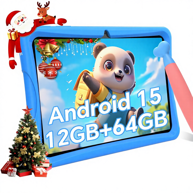 TABWEE Kids Tablet 10.1 Inch Android 15 2-in-1 Case Allwinner Processor Model K10 Wi-Fi Parental Control Includes Stylus Pen