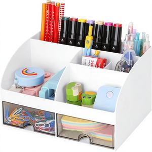 Organizador de Escritorio <span class=keywords><strong>con</strong></span> Cajones, Ligero, de PVC, Rectangular, para Mesa o Mostrador, Caja de Almacenamiento para Bolígrafos, Lápices y Artículos de Oficina - Product Image 1