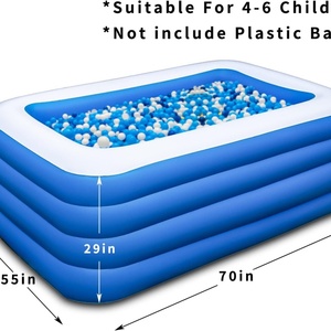 PVC Inflatable Swimming <b>Pool</b> 70*55*29 Inch Blue Color 270 Gallons for Family Kids Summer Water Party Outdoor Garden Backyard Fun - Product Image 2