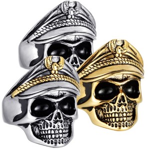<span class=keywords><strong>Anillo</strong></span> de calavera de esqueleto para <span class=keywords><strong>hombre</strong></span>, de acero inoxidable, vintage - Product Image 1