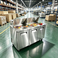 Réfrigérateur commercial pour préparation de pizzas, bar à salades, table de préparation de sandwichs, réfrigérateur sous comptoir en acier inoxydable pour café, restauration rapide, cuisine