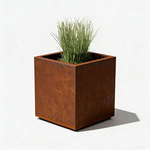 Jardinière en acier Corten résistant aux intempéries, finition rouille, pot de fleurs en métal durable pour aménagement paysager extérieur - Product Image 4