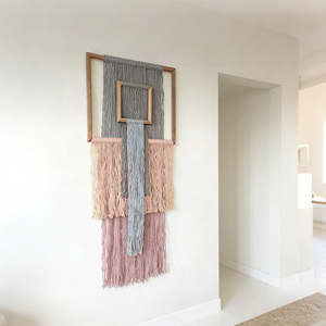 Arte Mural Tejido en Capas con Marco Geométrico, Decoración Moderna de Mediados de Siglo, Estilo Neutral para Espacios Contemporáneos - Product Image 6