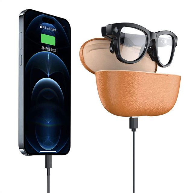 AI Smart Glasses with Charging Case 3600mAh Battery 8MP Camera Video Image Capture App Control Wi-Fi Transmission