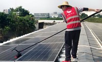 Cepillo de Limpieza Solar Manual con Raspador, Barra Telescópica de Aleación de Aluminio de 3.6m para Paneles Solares, Ventanas y Vidrios, Limpieza en Seco y con Agua