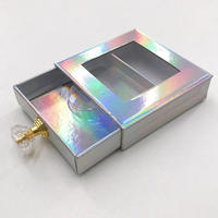 Caja de Cartón con Logotipo Personalizado, Holograma de Mármol, Perilla de Cristal y Ventana de PVC, Caja Deslizable para Empaque de Pestañas y Cosméticos