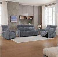 Ensemble de canapés électriques modernes 3+2+1 places en tissu chenille avec massage et télécommande extensible pour salon OEM