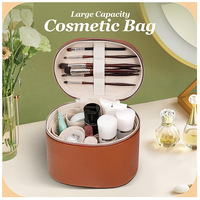 Trousse de Maquillage Professionnelle Marron Grande Capacité, Organisateur de Toilette Portable, Boîte de Beauté, Kit de Voyage