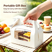 Boîte à pâtisserie en papier kraft avec fenêtre, boîte à emporter portable pour gâteaux et desserts, impression personnalisée prise en charge