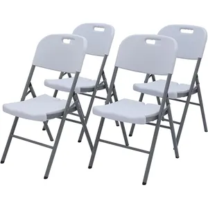 כסאות פלסטיק מתקפלים לבנים לאירועים HDPE מתקפל מתקפל נייד מסיבת פגישות כסאות גן חיצוניים
