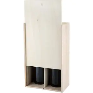 Caja de vino decorativa de madera de 2 botellas con tapa Juegos de accesorios de vino Madera de Paulownia Se adapta a 2 botellas de vino estándar