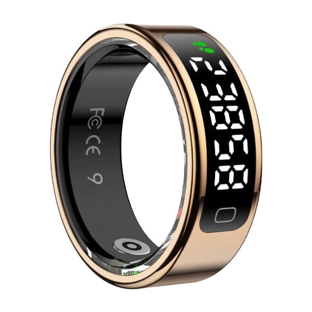 R11C Stainless Steel Smart Ring LED Display Magnetic Charging Heart Rate Blood Oxygen Monitor Sleep App Control Remote Control