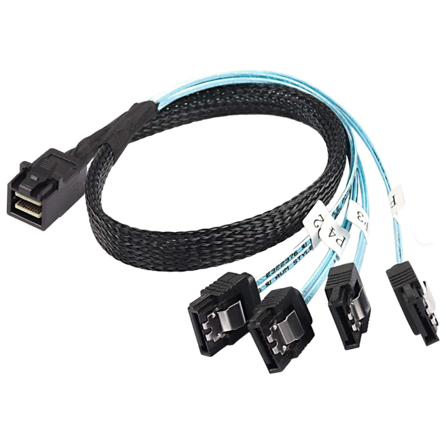 SFF-8643 to 4 SATA Breakout Cable Mini SAS HD 7Pin SATA Cable For Server RAID HBA Card NAS HDD SSD