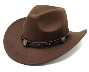 A111503 Chapeau haut de forme unisexe en feutre 100% laine, à large bord rigide, marron foncé, pour occasions formelles, décontractées et fêtes, vente en gros - Product Image 5
