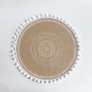 Handmade Bohemian Elegant round Cloth Place Mat Fashionable <strong>Dining</strong> Plate with Cotton Tassels Waterproof Wedding Table Decor - Product Image 5