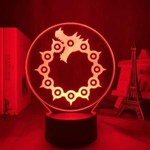 Lámpara de Noche LED 3D con Ilusión Óptica de los Siete Pecados <span class=keywords><strong>Capitales</strong></span>, Lámpara de Mesa Acrílica que Cambia de Color para Decoración de Dormitorio y Regalo para Fanáticos del <span class=keywords><strong>Anime</strong></span> - Product Image 6