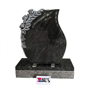Stèle funéraire antique <span class=keywords><strong>en</strong></span> <span class=keywords><strong>granit</strong></span> sculpté de style américain avec motif de rose pour cimetières, tombes et monuments - Product Image 1