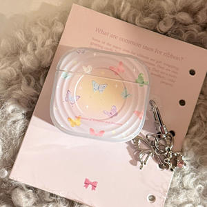 เหมาะสำหรับเคสป้องกันแอปเปิ้ลแอร์พอดโปร 2 พร้อมจี้เงินชุบไฟฟ้ารูปผีเสื้อหลากสี เคสหูฟังกันกระแทก - Product Image 2