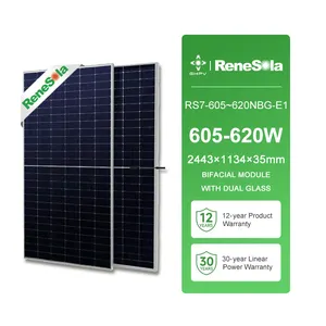 Renesola N-Typ zweiseitige geschindelte Photovoltaik-Solarpanels 605 W 610 W 615 W 620 W monokristalline Panneau Solaire-Dachziegel