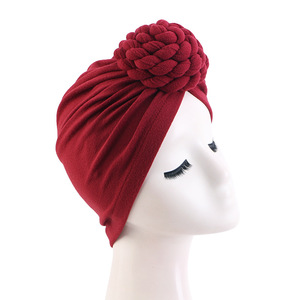 Solid Color <strong>United</strong> States Popular <strong>National</strong> Knot Turban Hat 3D Donut Women Headwraps Indian Hat - Product Image 6