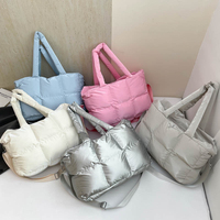 Sac à main fourre-tout gonflé en nylon matelassé grand sac à main rembourré léger sac à bandoulière pour femme pour automne hiver printemps