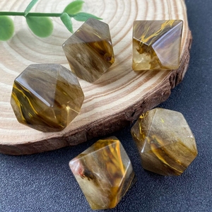 HZ cristal polyédrique jaune pastèque Quartz dés ensemble personnalisé <span class=keywords><strong>des</strong></span> <span class=keywords><strong>anneaux</strong></span> <span class=keywords><strong>seigneur</strong></span> mdn jeu dés à Angle droit bord résine solide dés - Product Image 1