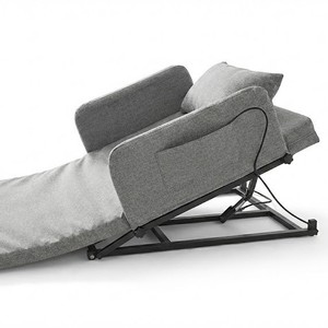 Electric <b>Bed</b> With Adjustable <b>Backrest</b> Gray Steel Frame <b>For</b> Elderly Care Bedroom Use - Product Image 2