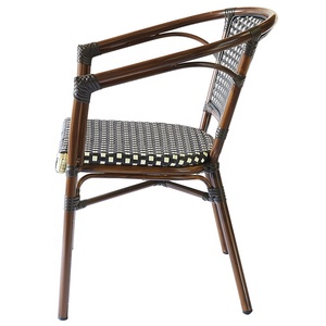 Black French Modern <strong>Stackable</strong> Patio Wicker Dining Furniture Outdoor <strong>Garden</strong> Rattan Bistro <strong>Chairs</strong> - Product Image 3