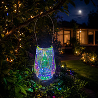 Lanterne LED solaire irisée, lumière décorative pour jardin extérieur, imperméable, suspendue, décoration de patio et de cour