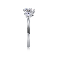 Bague en moissanite à trois pierres de couleur blanche avec certificat GRA, bague de fiançailles, bague de promesse, argent 925 plaqué rhodium