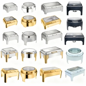 Plat de service en acier inoxydable pour buffet, chauffe-plats avec supports à combustible, bac à eau amovible, pour traiteur et service de réceptions, facile à nettoyer - Product Image 5