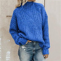 Pull col roulé en maille torsadée pour femme, automne-hiver, manches longues, fibre acrylique, coupe décontractée, style anglais, couleur unie