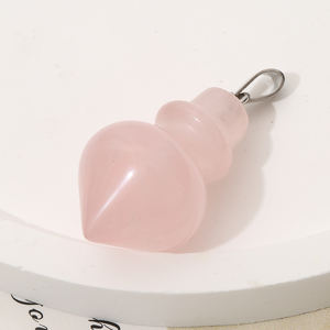도매 원뿔 천연 보석 돌 진자 운세 다우징 치유 장미 석영 크리스탈 펜던트 영적 석영 Penduluo - Product Image 5